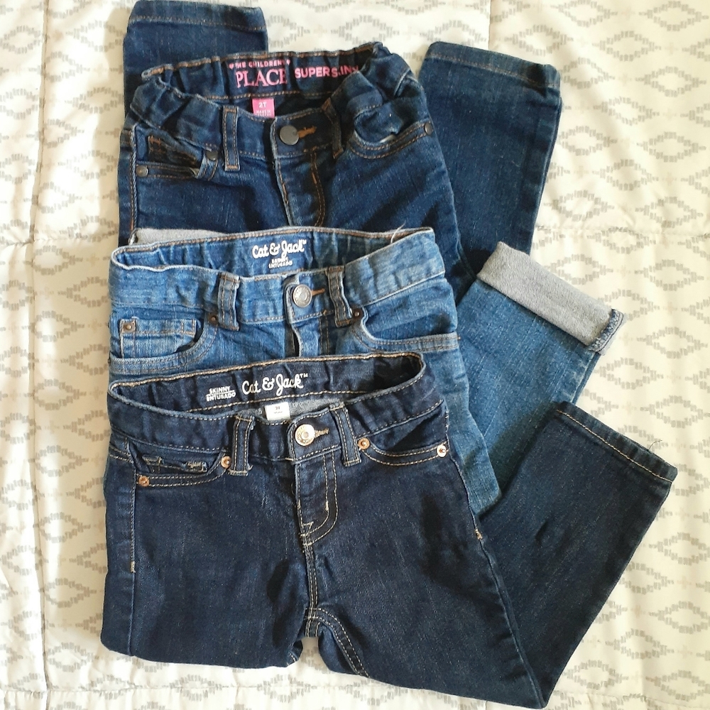 3 2T Girls Jeans Lot Children's Place, Cat & Jack